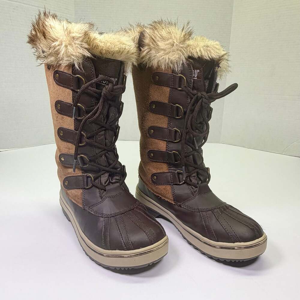 Khombu Women's Nordic 2 Tall Winter Boots, Brown Faux Fur Leather & Man-made Siz - Picture 9 of 13